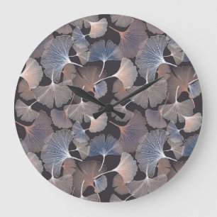 Ginkgo-Blätter: elegantes natürliches Muster. Große Wanduhr