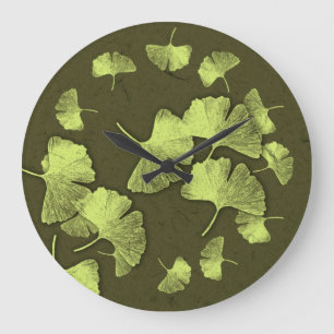 Ginkgo-Blätter Große Wanduhr