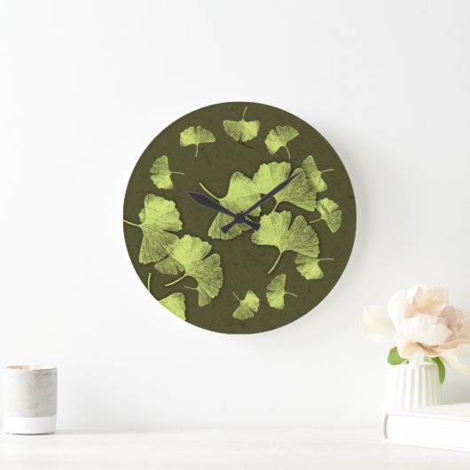 Ginkgo-Blätter Große Wanduhr (Zuhause)