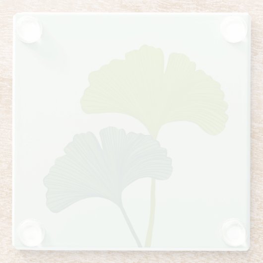 Ginkgo-Blätter - individuell anpassbare Hintergrun Glasuntersetzer (Rückseite)