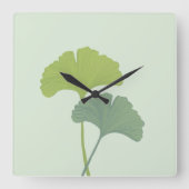 Ginkgo-Blätter - individuell anpassbare Hintergrun Quadratische Wanduhr (Vorderseite)