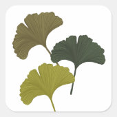 Ginkgo-Blätter - individuell anpassbare Hintergrun Quadratischer Aufkleber (Vorderseite)