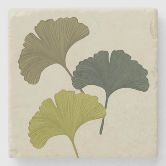 Ginkgo-Blätter - individuell anpassbare Hintergrun Steinuntersetzer (Vorderseite)