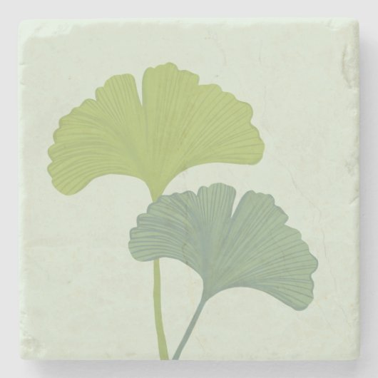 Ginkgo-Blätter - individuell anpassbare Hintergrun Steinuntersetzer (Vorderseite)