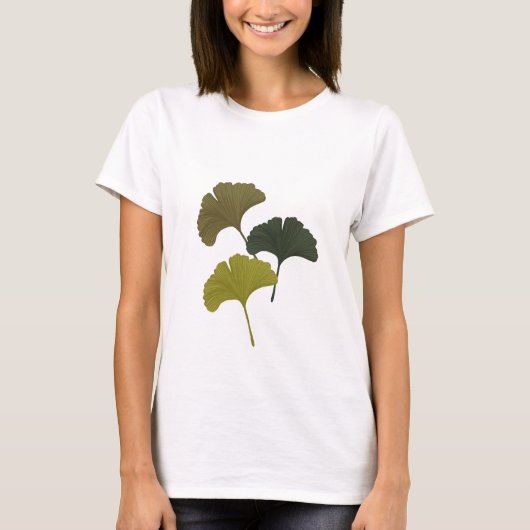 Ginkgo-Blätter - individuell anpassbare Hintergrun T-Shirt (Vorderseite)