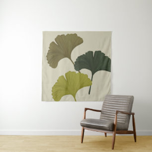 Ginkgo-Blätter - individuell anpassbare Hintergrun Wandteppich