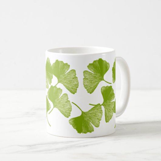 Ginkgo-Blätter Kaffeetasse (VorderseiteRechts)