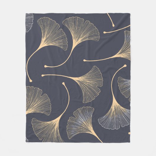 Ginkgo-Blätter Nahtloses Muster Fleecedecke (Vorderseite)