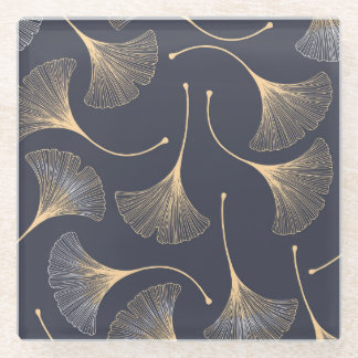 Ginkgo-Blätter Nahtloses Muster Glasuntersetzer