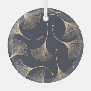 Ginkgo-Blätter Nahtloses Muster Ornament Aus Glas