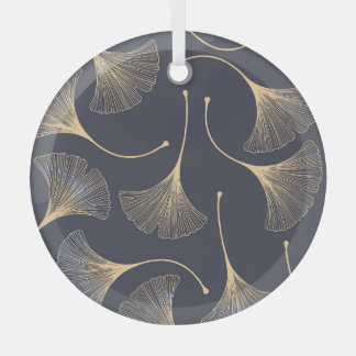 Ginkgo-Blätter Nahtloses Muster Ornament Aus Glas