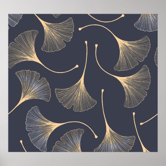 Ginkgo-Blätter Nahtloses Muster Poster (Vorne)