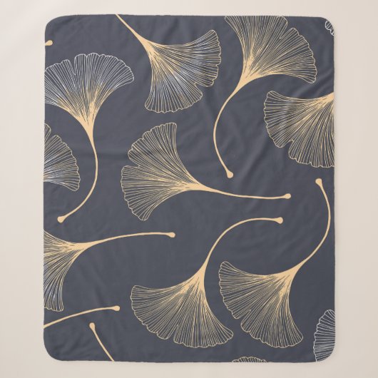 Ginkgo-Blätter Nahtloses Muster Sherpadecke (Vorderseite)