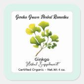 Ginkgo Blätter Square Sticker Produktetikett (Vorderseite)
