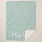 Ginkgo-Blätter Türkis- und Korallenmonogramm Sherpadecke (Vorderseite)