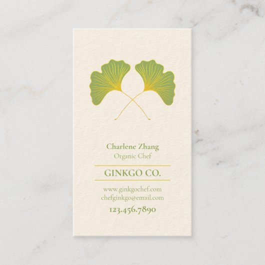 Ginkgo-Blätter und Polygon-Muster Visitenkarte (Vorderseite)