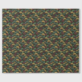 Ginkgo-Blattmuster Türkis Burgund  Geschenkpapier (Flach)