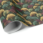 Ginkgo-Blattmuster Türkis Burgund  Geschenkpapier (Rolleneckpunkt)