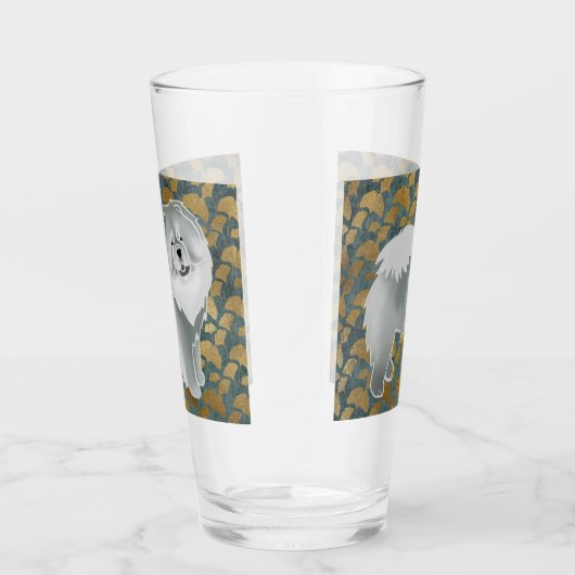 GINKGO Blue Chow 16 oz Design vorne & hinten Glas (Rechts)