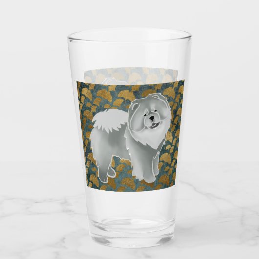 GINKGO Blue Chow 16 oz Design vorne & hinten Glas (Vorderseite)