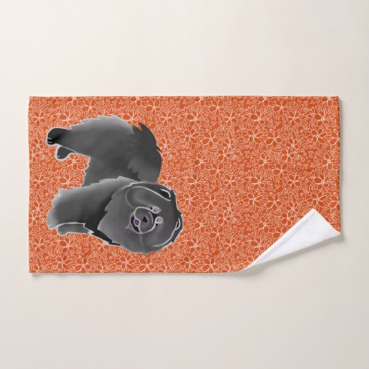 GINKGO die schwarze Schale auf Orange Badhandtuch Set (Handtuch)