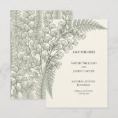 Ginkgo-Farn-Botanische Hochzeit Save The Date (Vorne/Hinten)