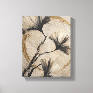 Ginkgo Gesten mit Antikgold – Botanischer Leinwand