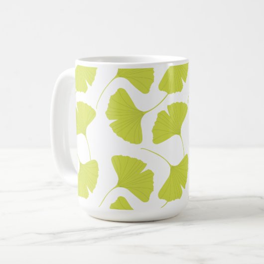 Ginkgo Ginko Biloba Grün-Blätter Kaffeetasse (Vorderseite Links)