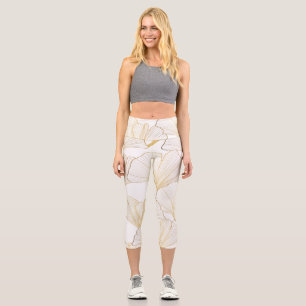 Ginkgo Gold: Luxuriöse Leaf-Vereinbarung Capri Leggings