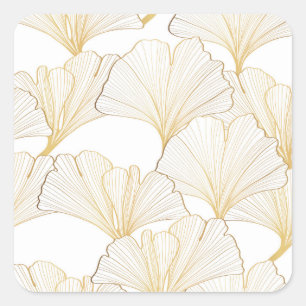 Ginkgo Gold: Luxuriöse Leaf-Vereinbarung Quadratischer Aufkleber