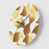 Ginkgo Gold: Luxus Vintages Design. Große Wanduhr (Winkel)