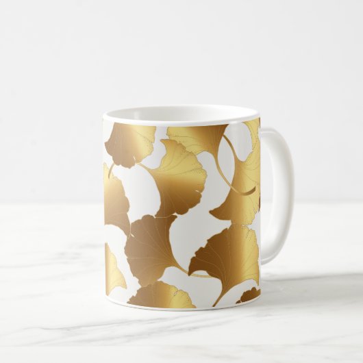 Ginkgo Gold: Luxus Vintages Design. Kaffeetasse (VorderseiteRechts)