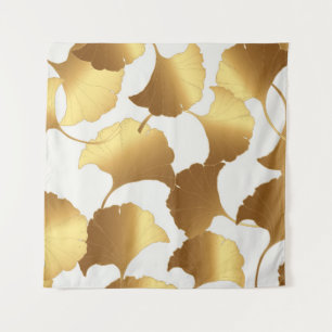 Ginkgo Gold: Luxus Vintages Design. Wandteppich