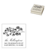 Ginkgo Illustration Name Skript & Rücksendeadresse Gummistempel (Stempel)