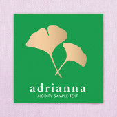 Ginkgo Leaf Gold Green Quadratische Visitenkarte