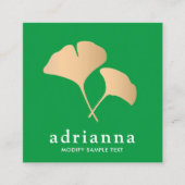 Ginkgo Leaf Gold Green Quadratische Visitenkarte (Vorderseite)