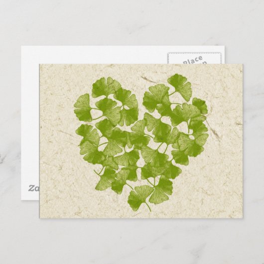 Ginkgo Leaf Heart Postkarte (Vorne/Hinten)