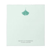 Ginkgo Leaf Logo Mint Green Simple Nature Notizblock (Vorderseite)