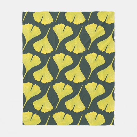 Ginkgo Leaf Muster Green Nature Lover Fleecedecke (Vorderseite)
