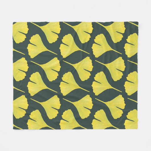 Ginkgo Leaf Muster Green Nature Lover Fleecedecke (Vorderseite (Horizontal))