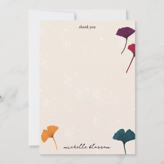 Ginkgo Leaf Muster Wasserfarbe Herbst Farben Dankeskarte (Vorderseite)