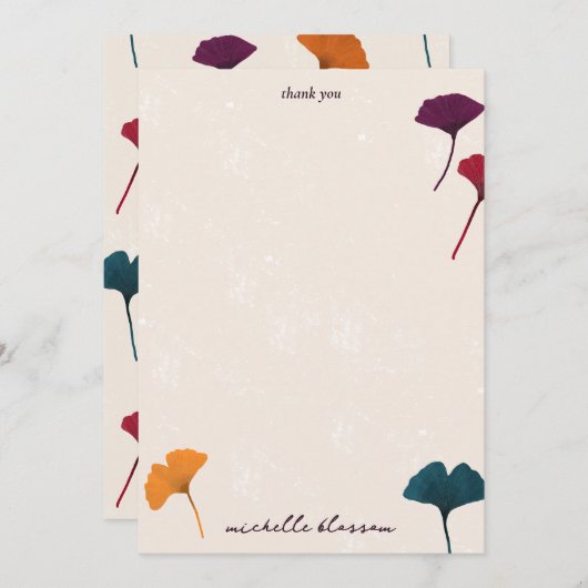 Ginkgo Leaf Muster Wasserfarbe Herbst Farben Dankeskarte (Vorne/Hinten)