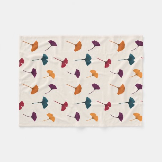 Ginkgo Leaf Muster Wasserfarbe Herbst Farben Fleecedecke (Vorderseite (Horizontal))