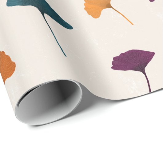 Ginkgo Leaf Muster Wasserfarbe Herbst Farben Geschenkpapier (Rolleneckpunkt)