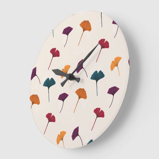 Ginkgo Leaf Muster Wasserfarbe Herbst Farben Große Wanduhr (Winkel)