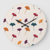 Ginkgo Leaf Muster Wasserfarbe Herbst Farben Große Wanduhr (Vorderseite)