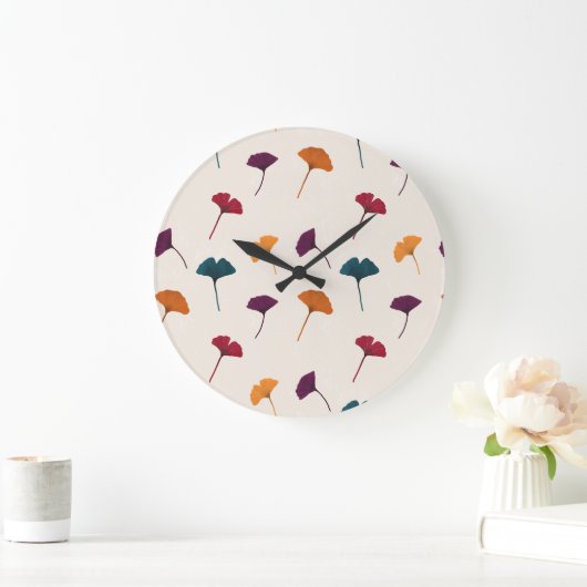 Ginkgo Leaf Muster Wasserfarbe Herbst Farben Große Wanduhr (Zuhause)