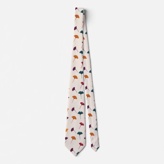 Ginkgo Leaf Muster Wasserfarbe Herbst Farben Krawatte (Vorderseite)