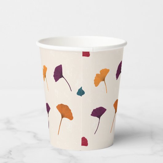Ginkgo Leaf Muster Wasserfarbe Herbst Farben Pappbecher (Rechts)