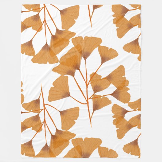 Ginkgo Leaf Nahtloses Herbstmuster Fleecedecke (Vorderseite)